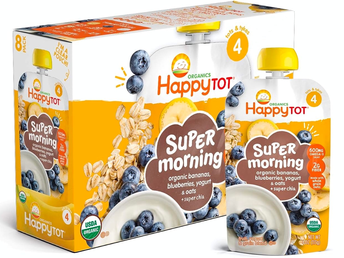 Happy Tots Organics Stage 4 Super Morning 4oz Pouches 8-Pack