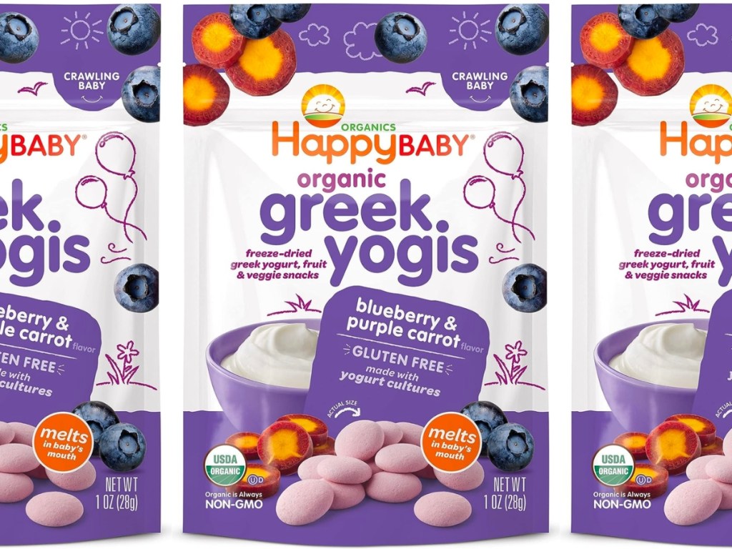 Happy Baby Organics Greek Yogis in Blueberry & Purple Carrot 1oz
