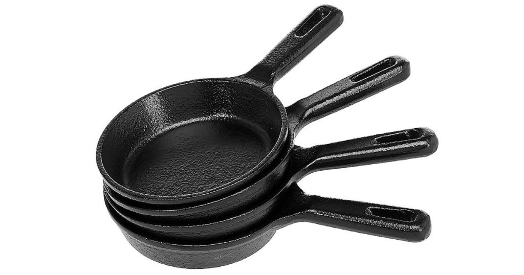  AmazonCommercial Pre Seasoned 3.5-Inch Cast Iron Skillet, Set of 4