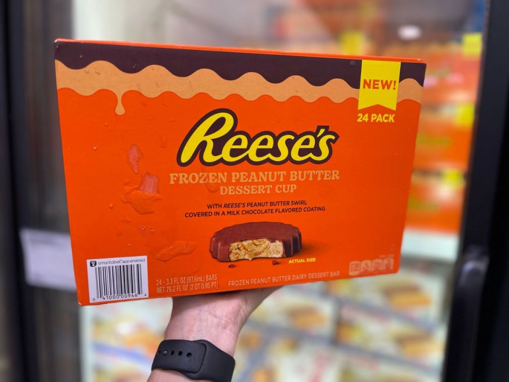 Reese's Frozen Peanut Butter Cup Dessert Box in woman's hand