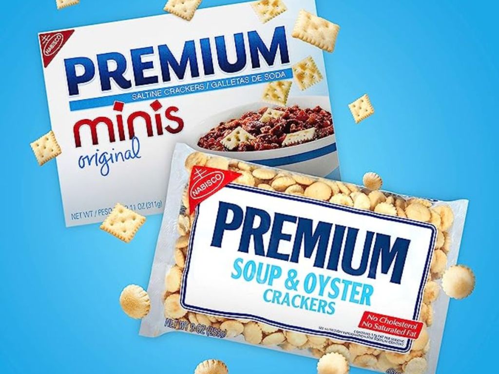 Premium Crackers Variety Pack, Soup & Oyster Crackers , 2 Bags and Premium Minis Original Saltine Crackers, 2 Boxes