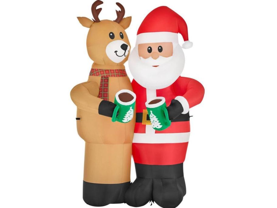 Home Accents Holiday 8' Animated LED Santa and Reindeer Inflatable 