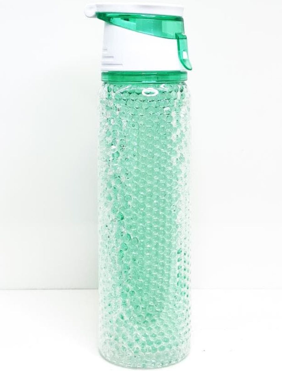 A green water bottle 