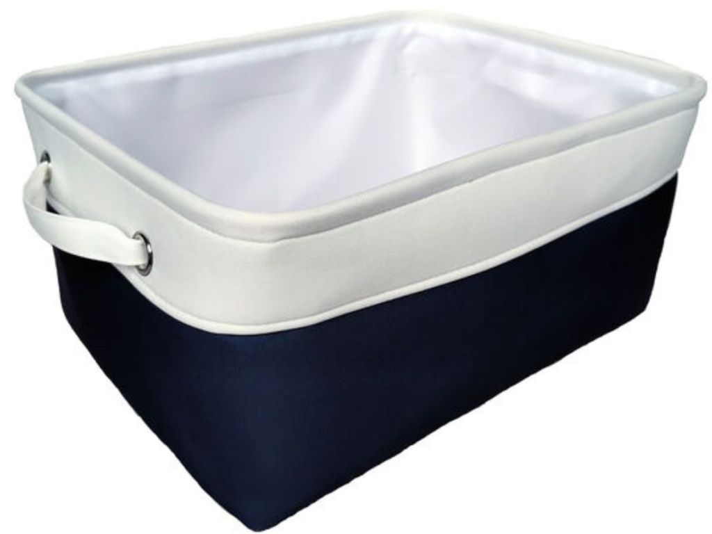 Canvas basket in navy and white