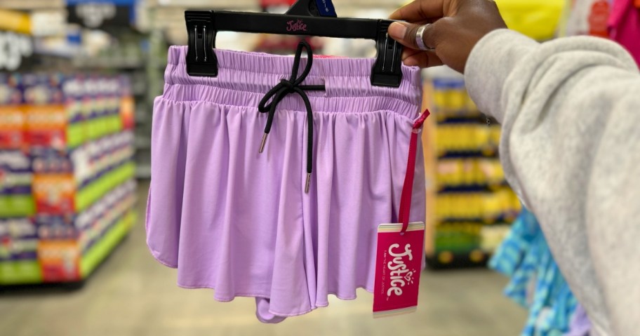 justice girls flutter shorts in purple in store