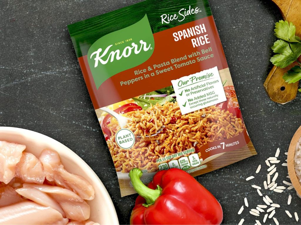 A packet of Knorr Spanish Rice with pepper and chicken