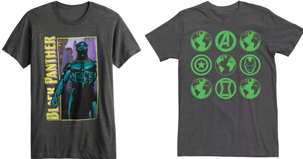 men's black panther and marvel avengers graphic tees