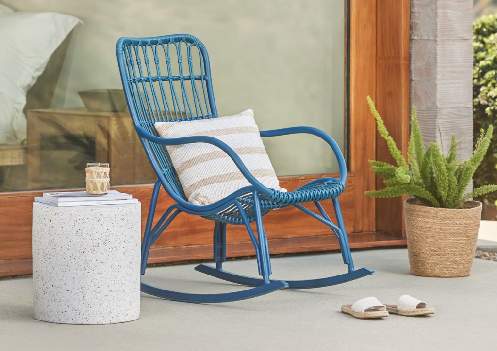 A Paradise blue wicker rocking chair from Medan