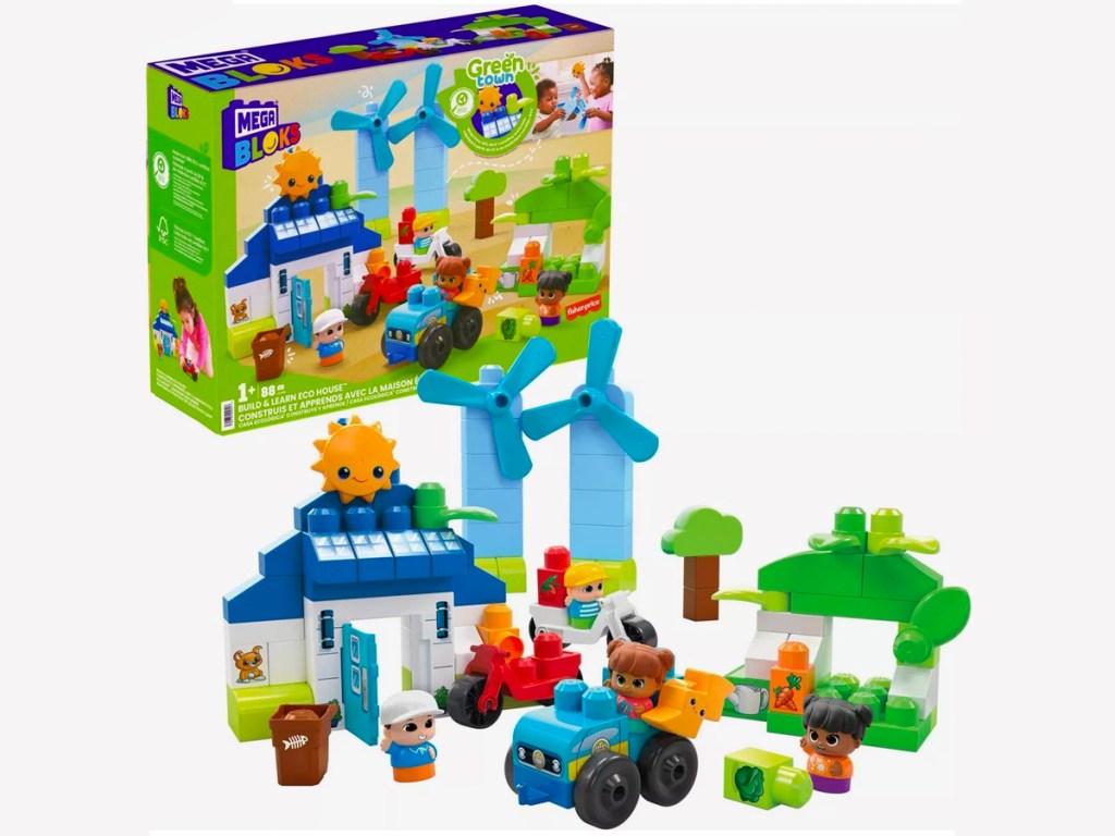 Mega Bloks Toy Blocks Build & Learn Eco House 88-Piece Building Set
