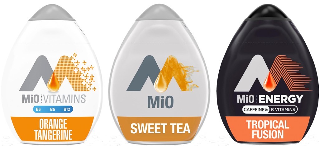 three bottles of MiO Liquid Water Enhancers