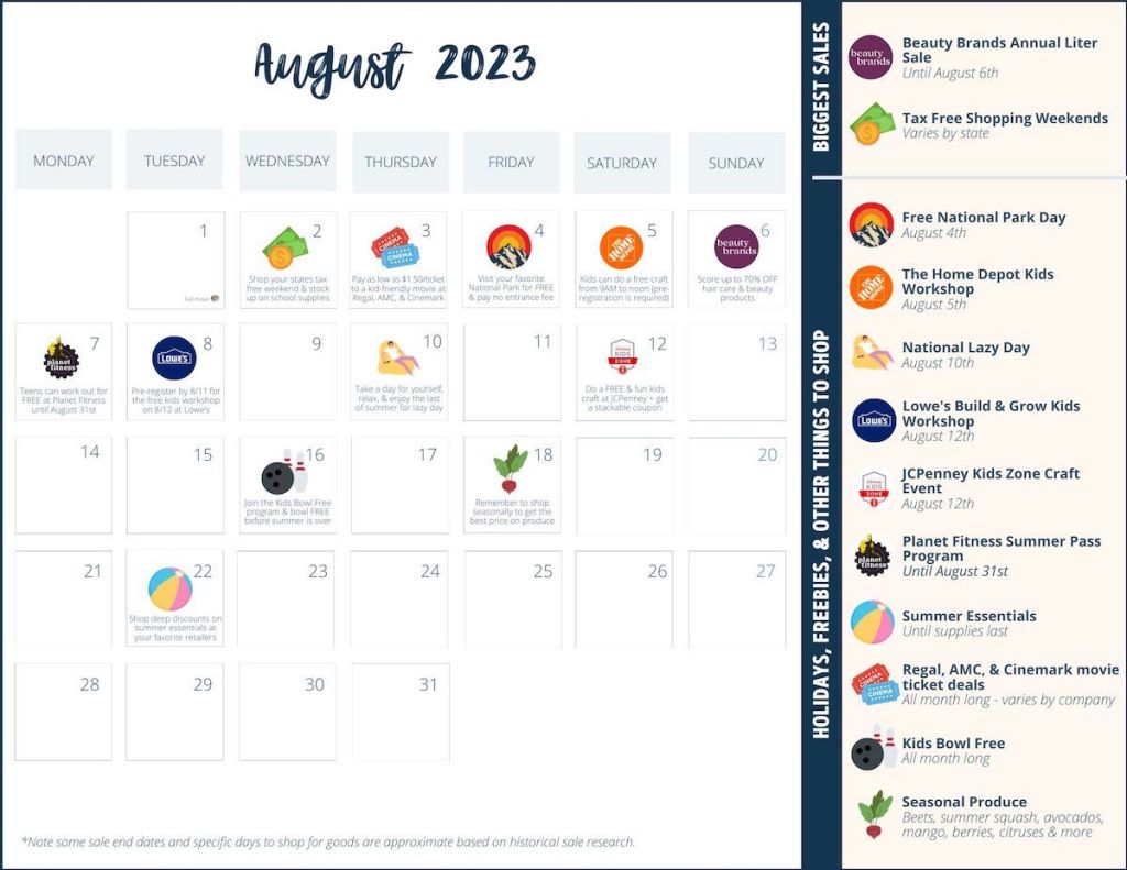 august sales calendar printable