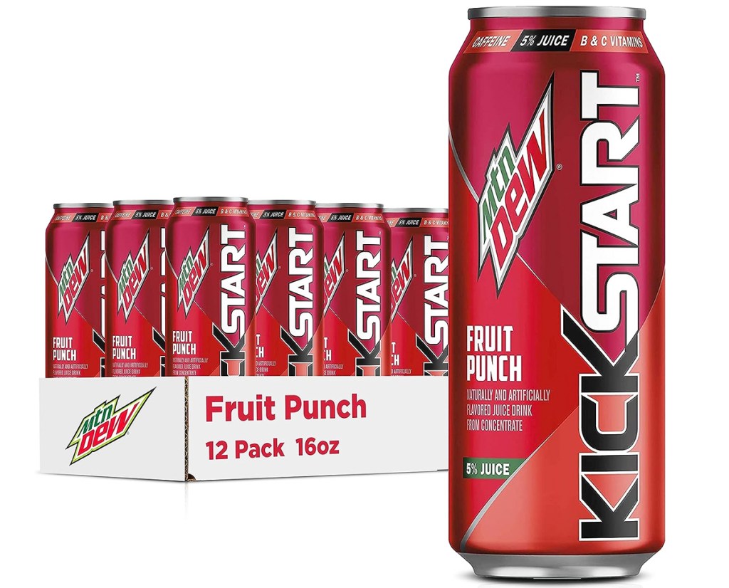 Mountain-Dew-Kickstart-12-Pack-in-Fruit-Punch مجموعة Mountain Dew Kickstart المكونة من 12 حزمة فقط بقيمة 11.40 دولارًا أمريكيًا يتم شحنها على أمازون (95 سنتًا فقط لكل منها)