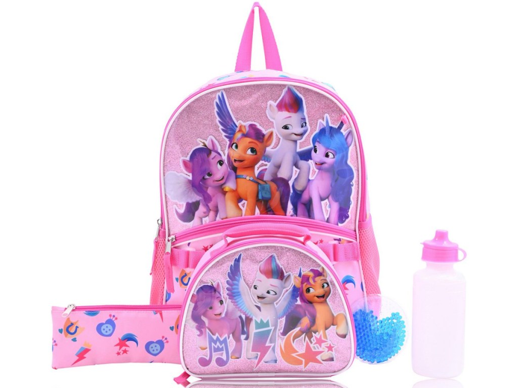 My Little Pony 5-Piece Backpack Set displayed