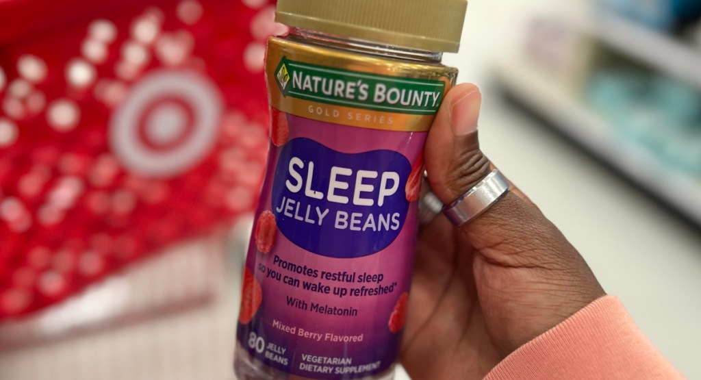 Nature's Bounty Sleep Jelly Bean Vitamins in woman's hands at target -2
