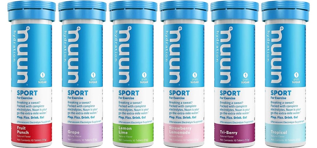 6 blue tubes of nuun hydration tablets