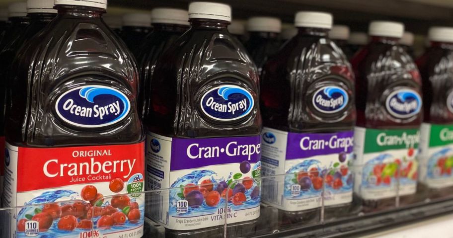 A Shelf of Ocean Spray Cranberry Juice Drinks