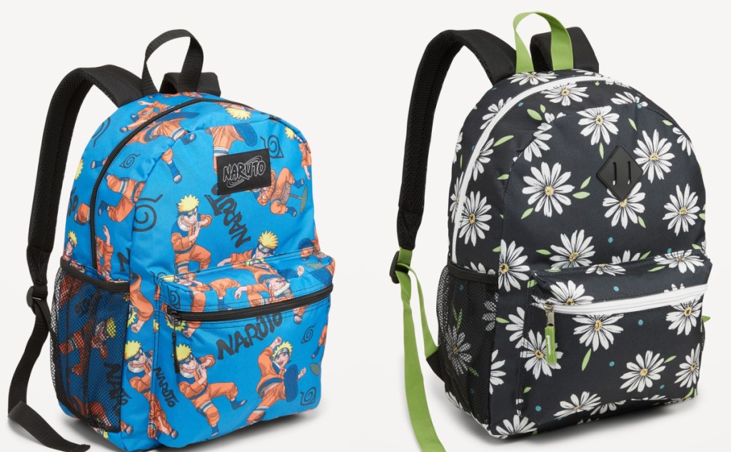Old navy Naruto and flower pattern backpacks