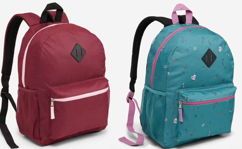 Old navy burgundy and heart backpacks