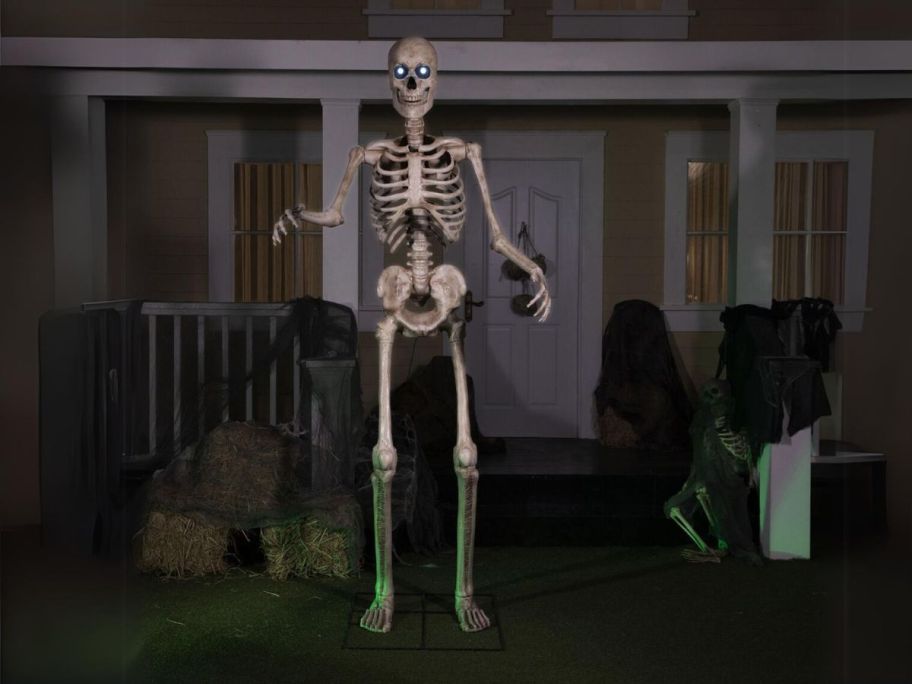 Place & Time 8ft Halloween Animated Skeleton in front yard