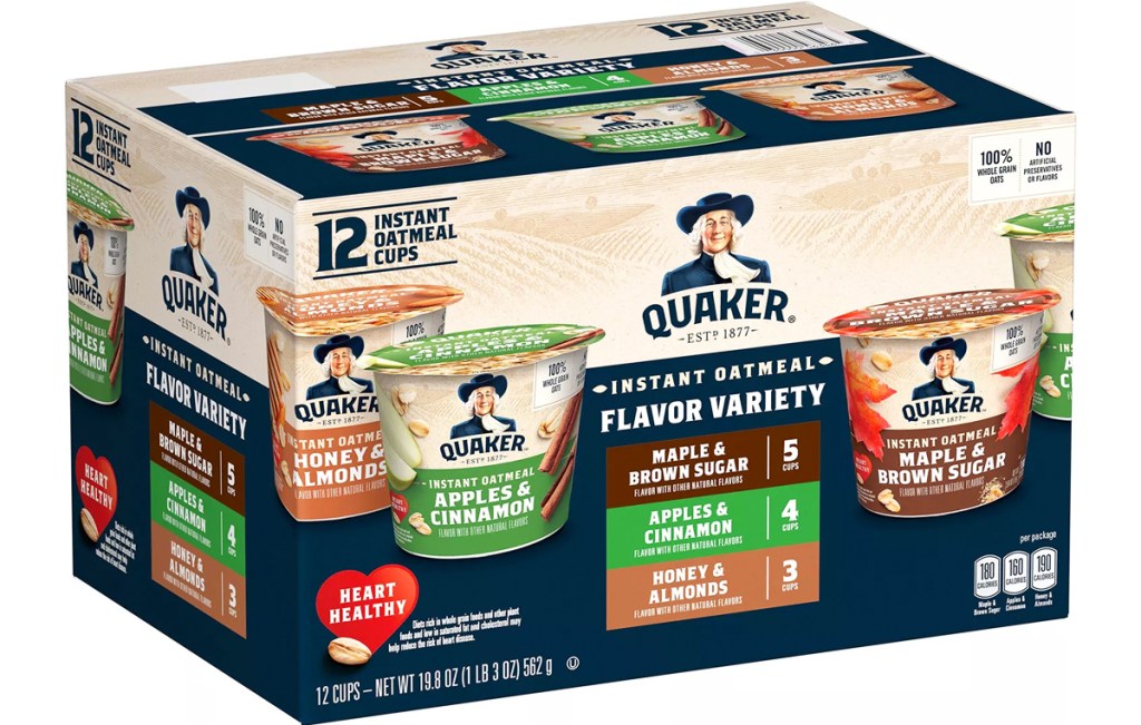 box of Quaker Instant Oatmeal Express Cups 12-Pack