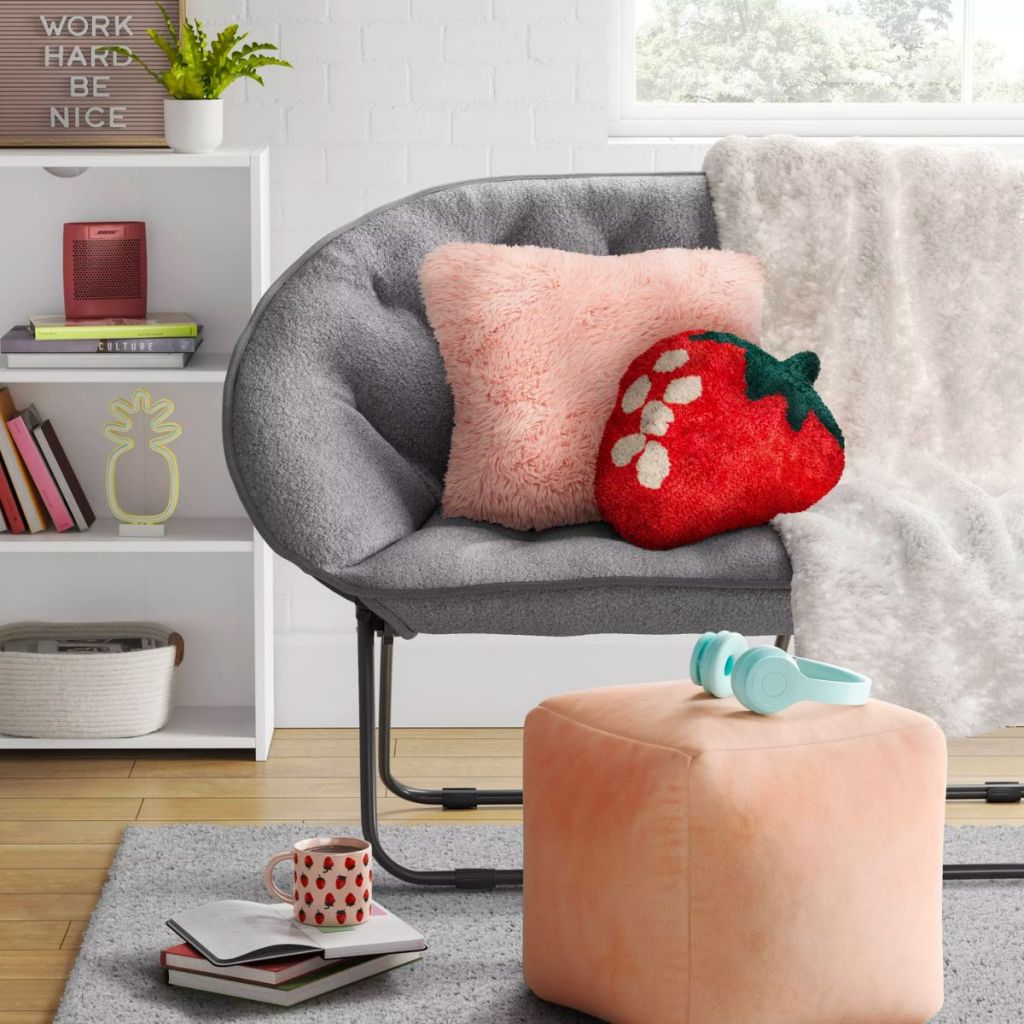 Room Essentials Strawberry Tufted Woven Heart Shaped Throw Pillow