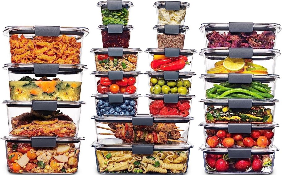 Rubbermaid Brilliance 22-Piece Set with food in it