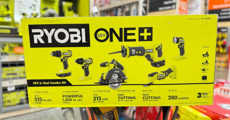 $100 Off Ryobi Cordless 6-Tool Combo Kit + Free Shipping – Includes 2 Batteries, Charger AND Tote Bag