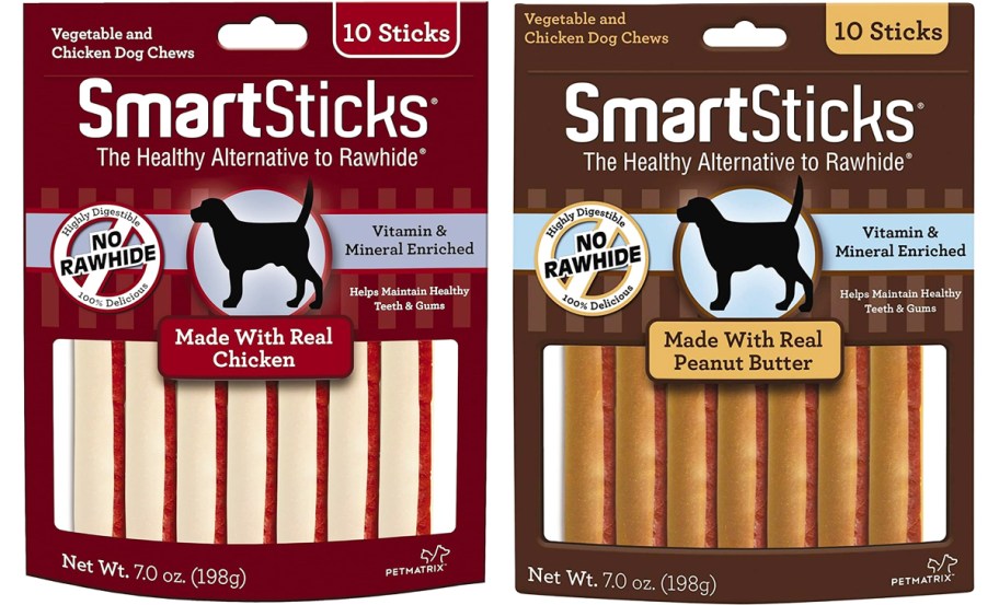 two bags of SmartBones SmartSticks Dog Chews