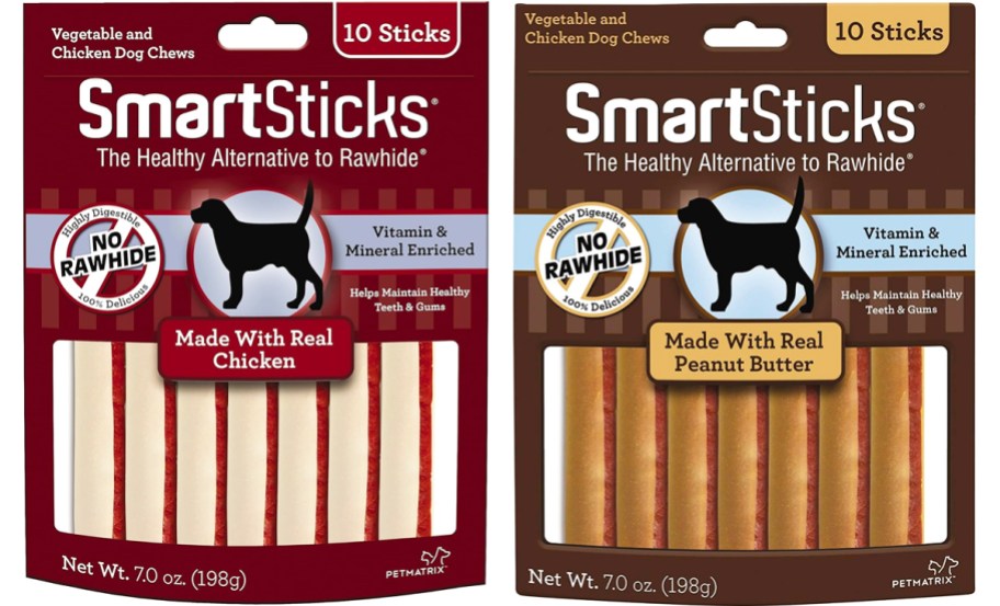 two bags of SmartBones SmartSticks Dog Chews