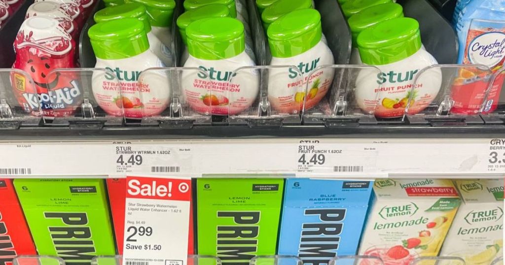 Stur Liquid Enhancers on store shelf in Target