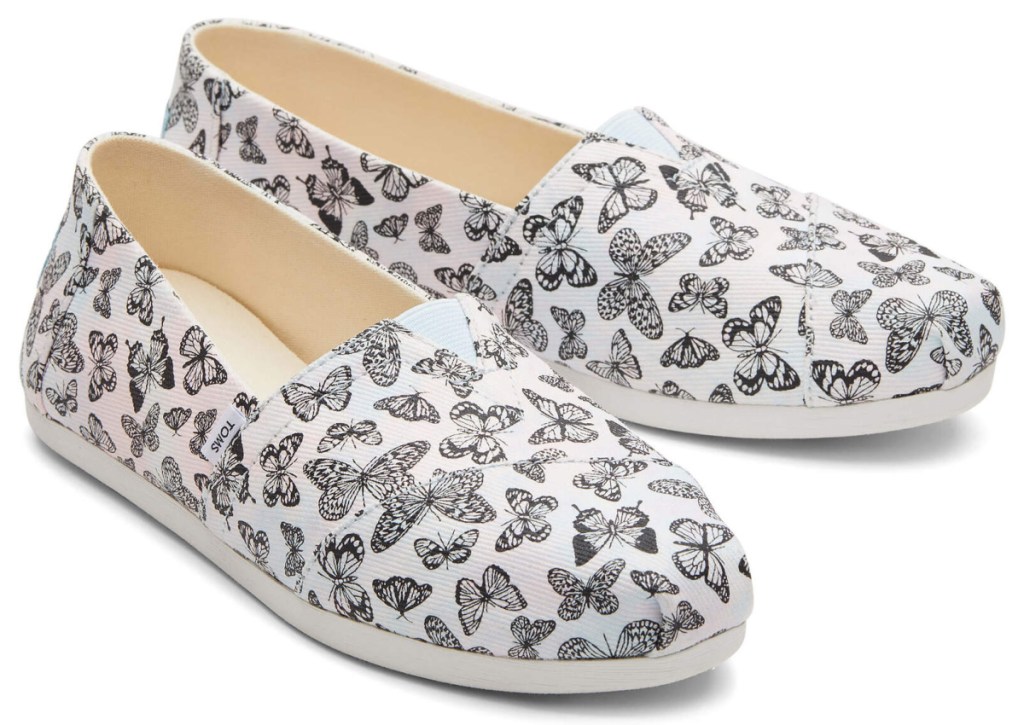 black and white butterfly print toms