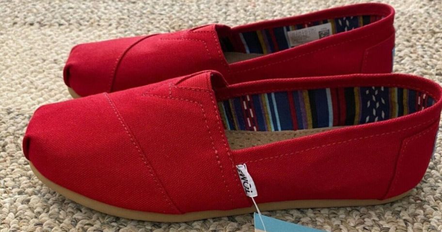 A pair of women's TOMS red Alpargata Shoes