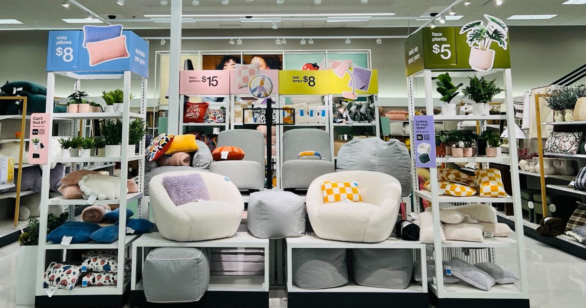 college dorm room supplies on display in Target store