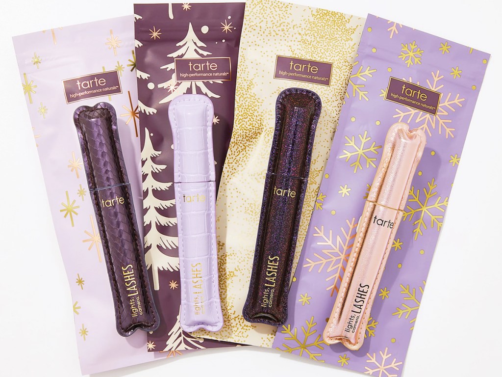 four tubes of tarte mascaras with gift bags