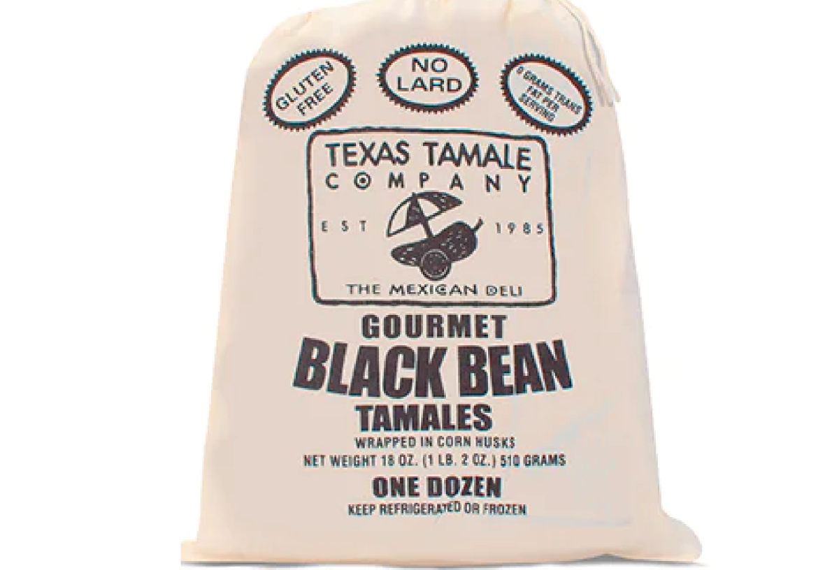 A package of black bean tamales from the Texas Tamale Company and Trader Joe's