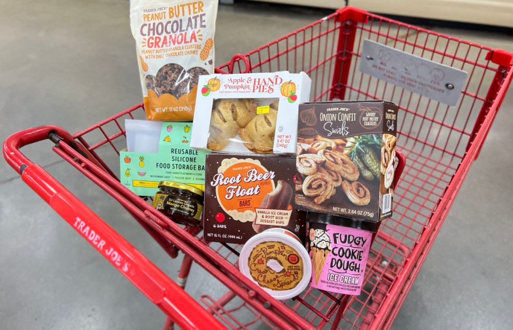 A cart full of Trader Joe's Fall Items for 2023