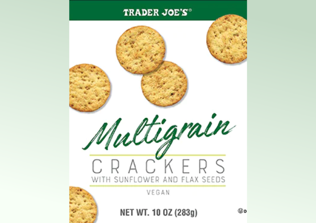 A package of trader joe's multigrain crackers