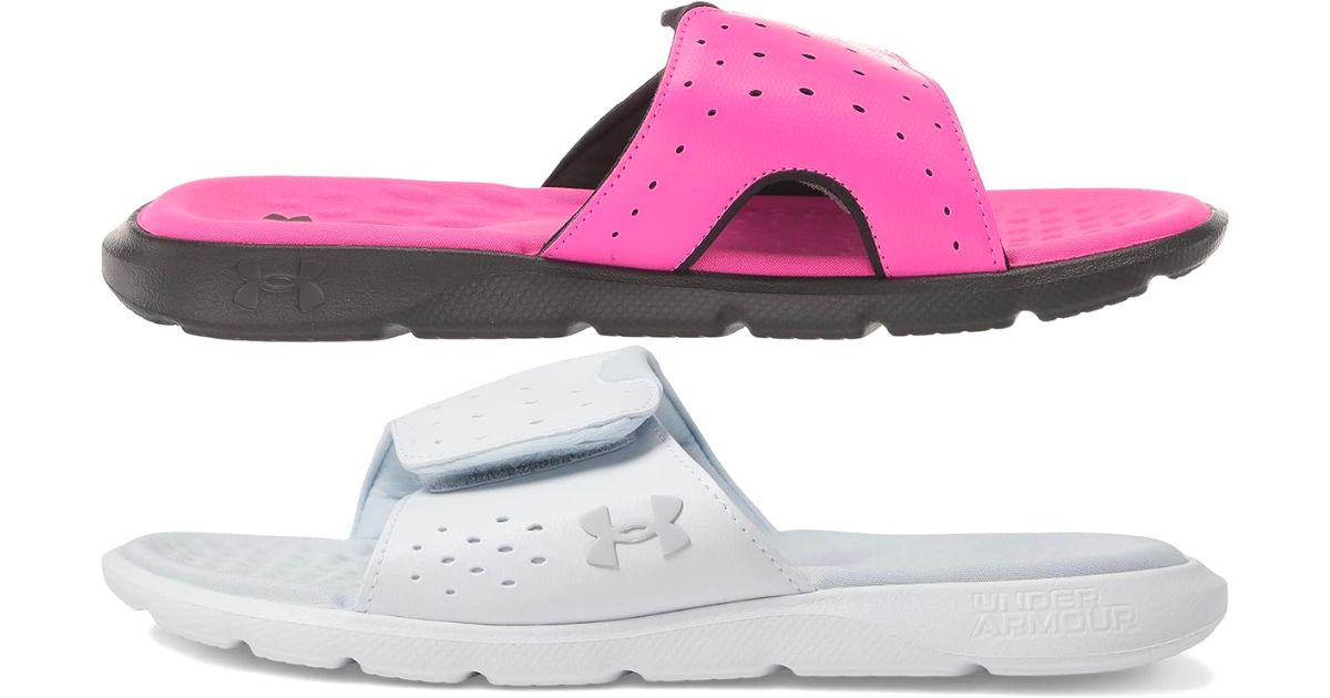 Under Armour Women's Ignite Pro Slide Sandal pink or gray