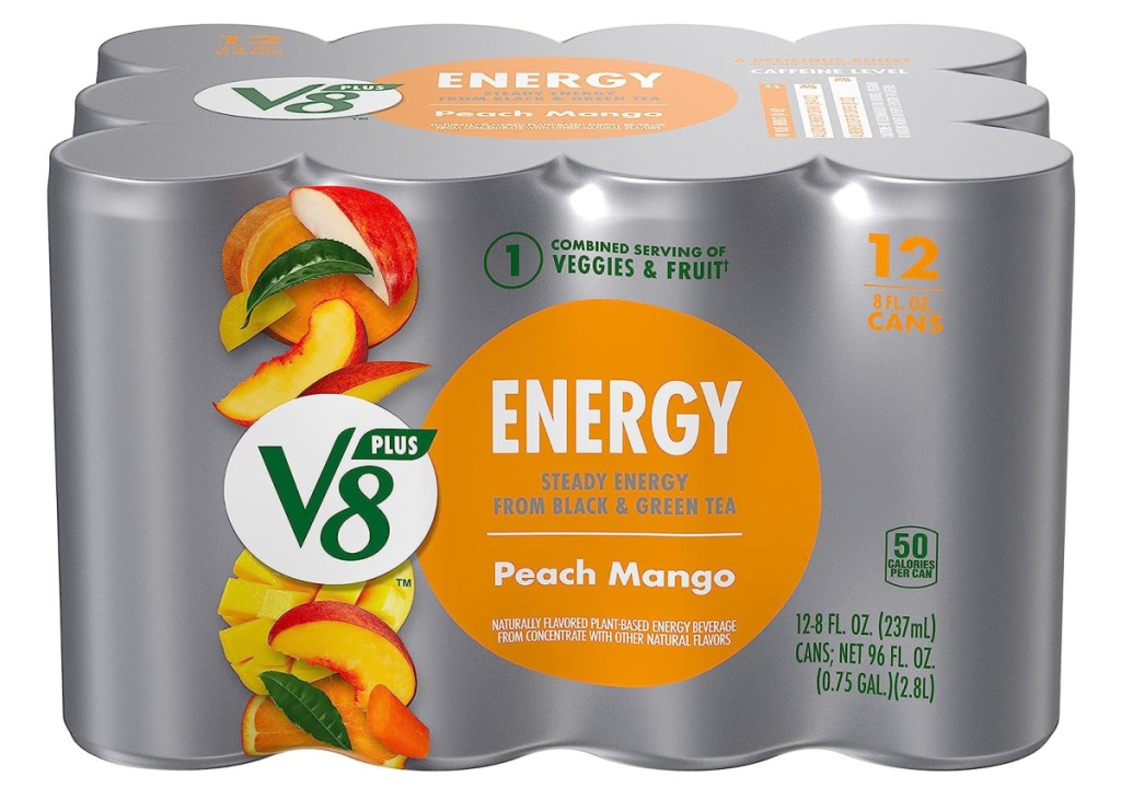 V8 +ENERGY Peach Mango Energy Drink 12 Pack