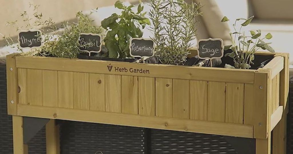 VegTrug Slim Herb Garden Planter filled with herbs 