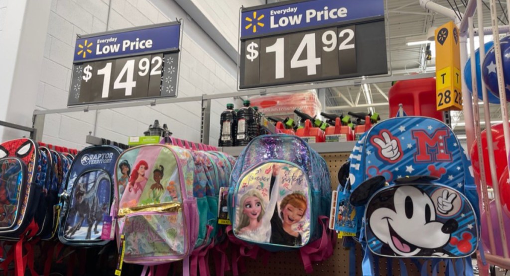  Walmart kids backpacks displayed
