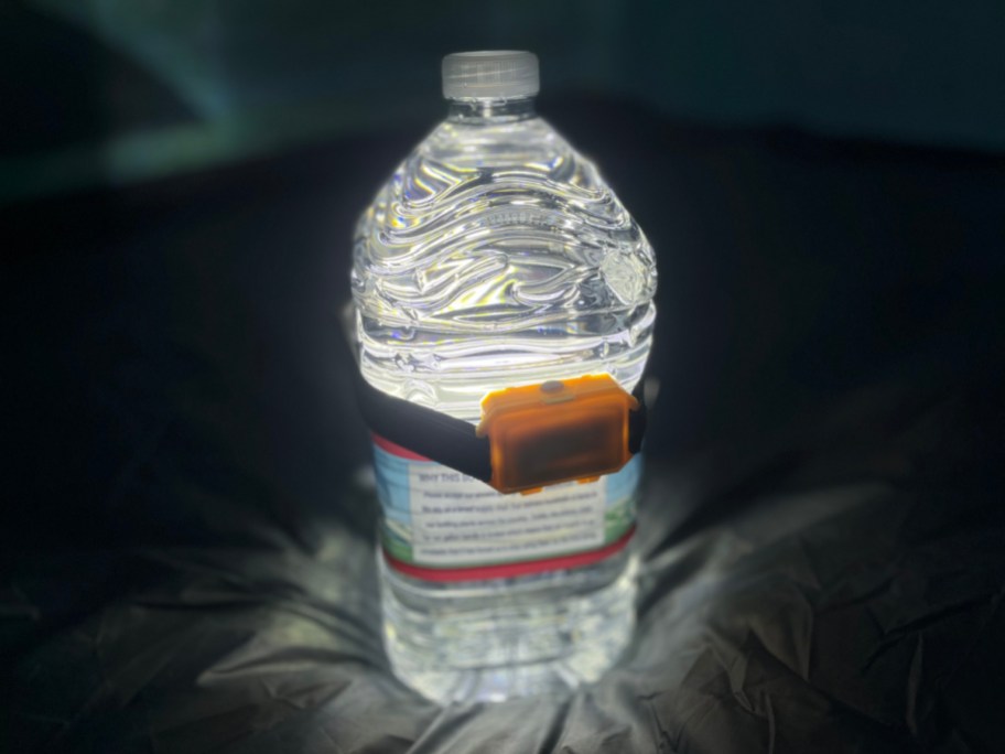 DIY nightlight using a jug of water, one of the dollar tree camping hacks
