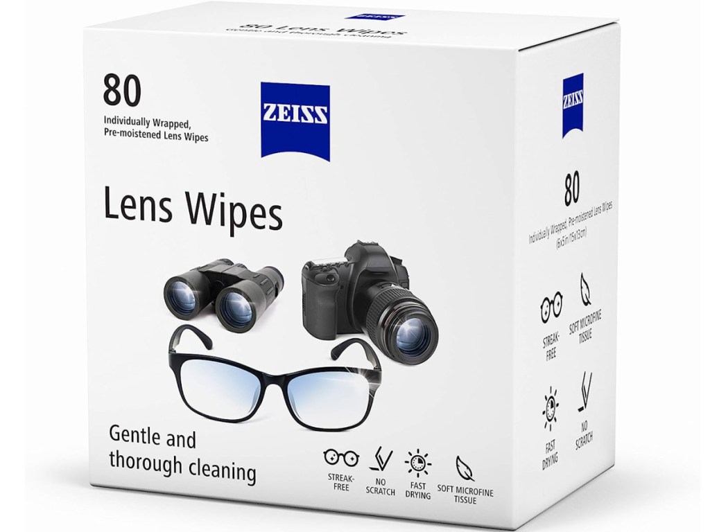 ZEISS Pre-Moistened Lens Cleaning Wipes 80 Count box