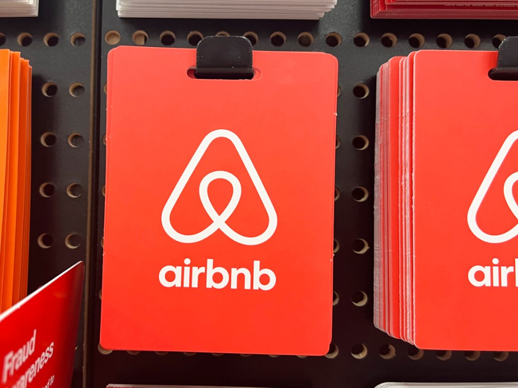 store display of airbnb gift cards