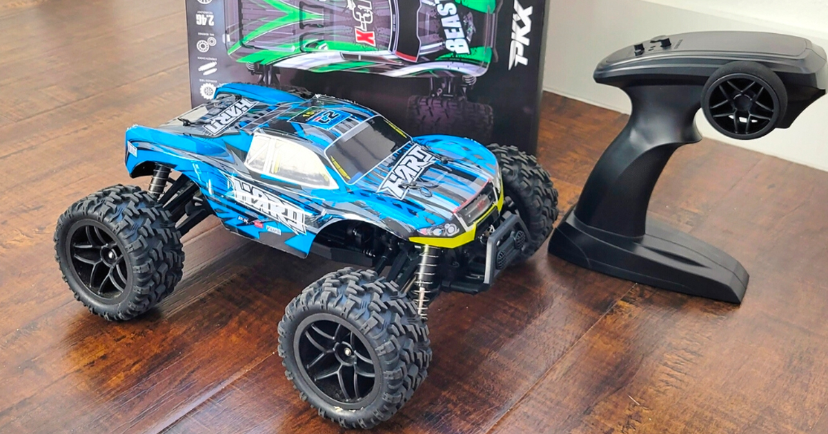 blue monster truck with controller