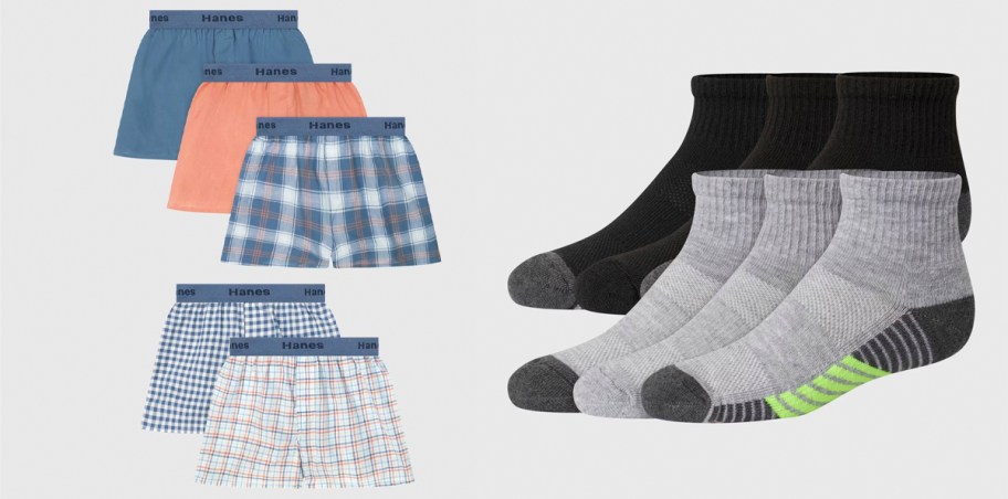 boys underwear and gray and black socks 
