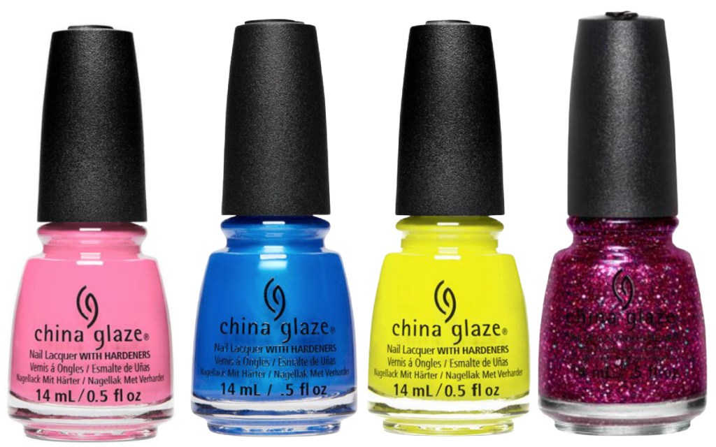 four nail polishes side by side