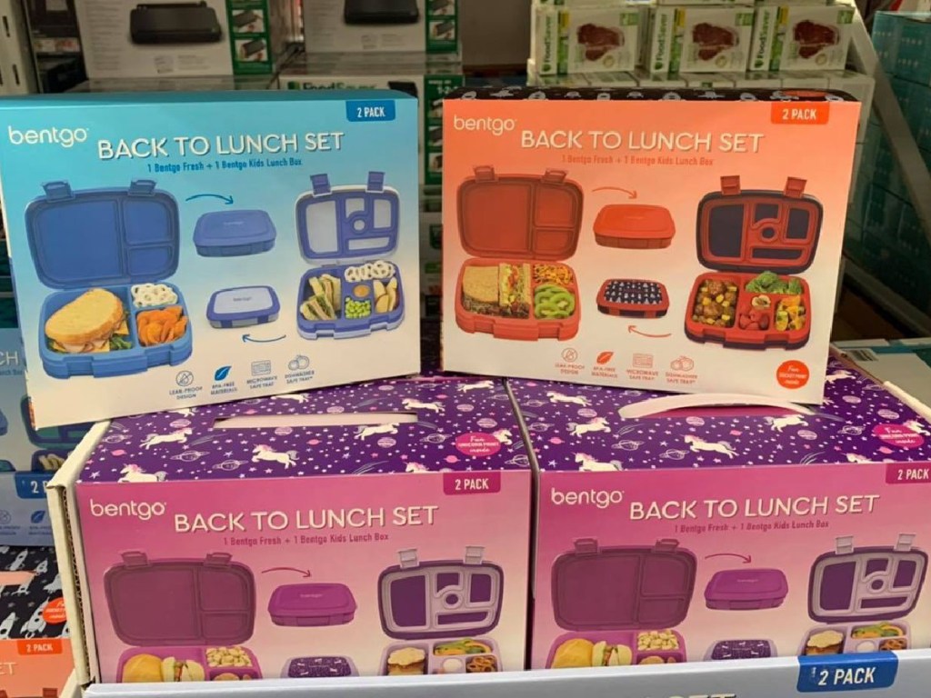 display of One Bentgo Fresh and One Bentgo Kids Lunch Box 2 Pack