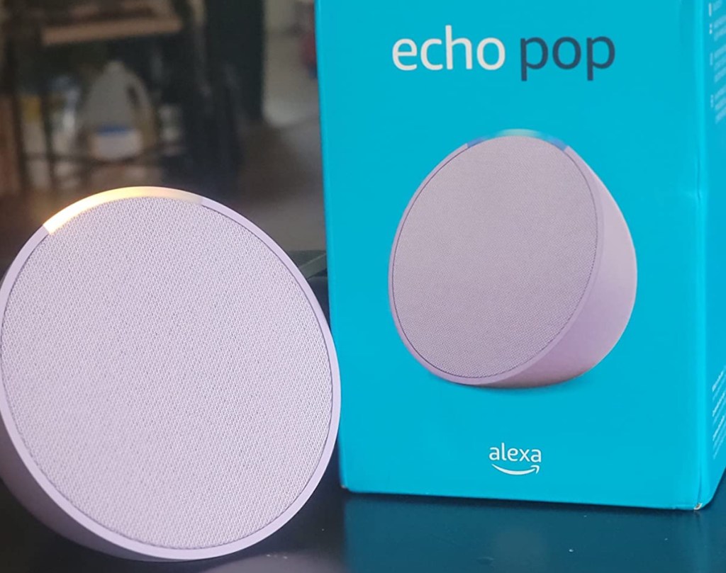 echo pop with box in purple