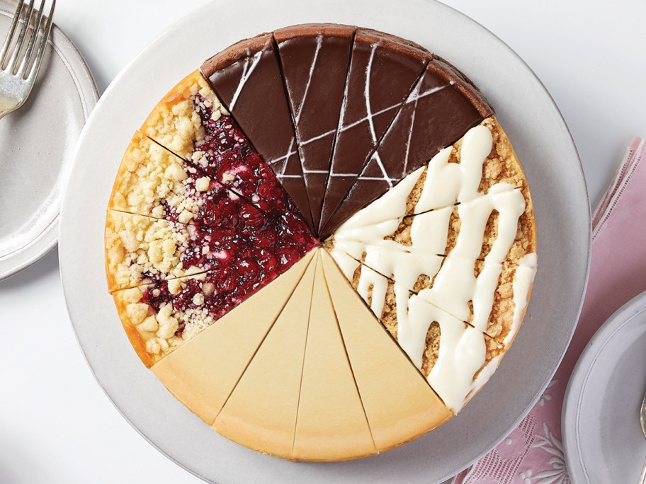 cheesecake with 4 different toppings